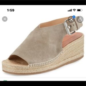 rag & bone Taupe Suede Espadrille Wedge Sandals